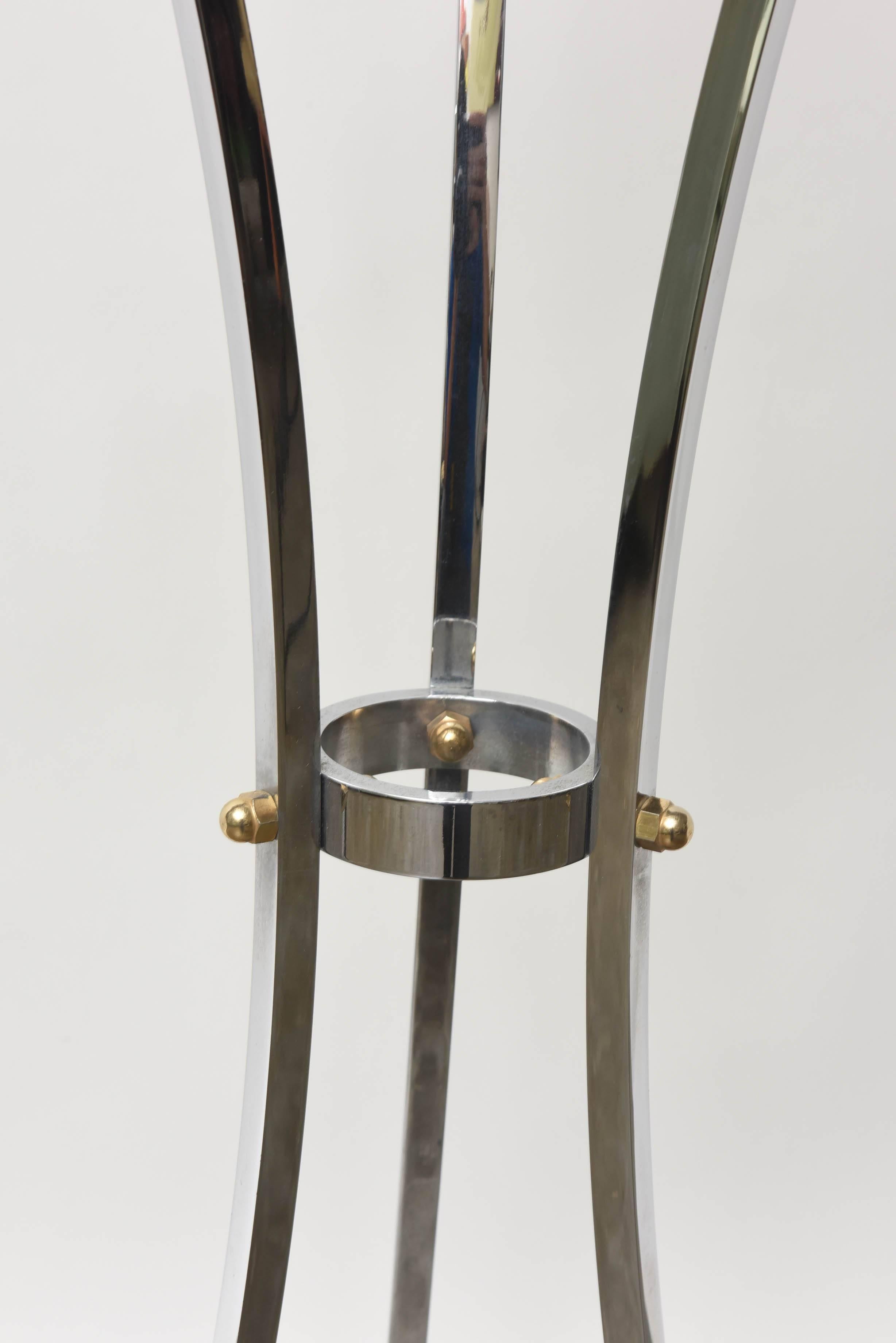 Pair of Chrome & Brass Pedestals by Maison Jansen 2