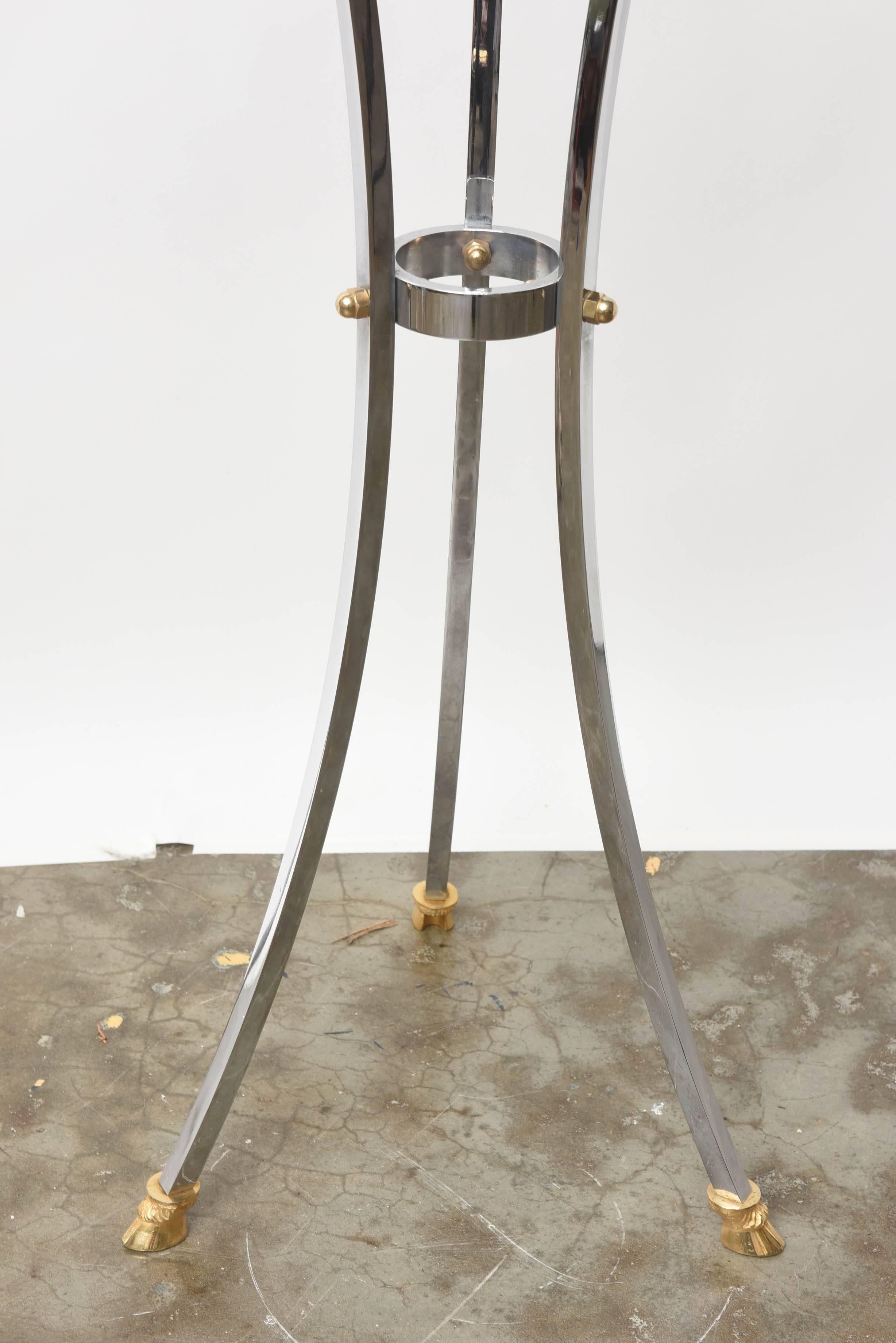 Pair of Chrome & Brass Pedestals by Maison Jansen 3