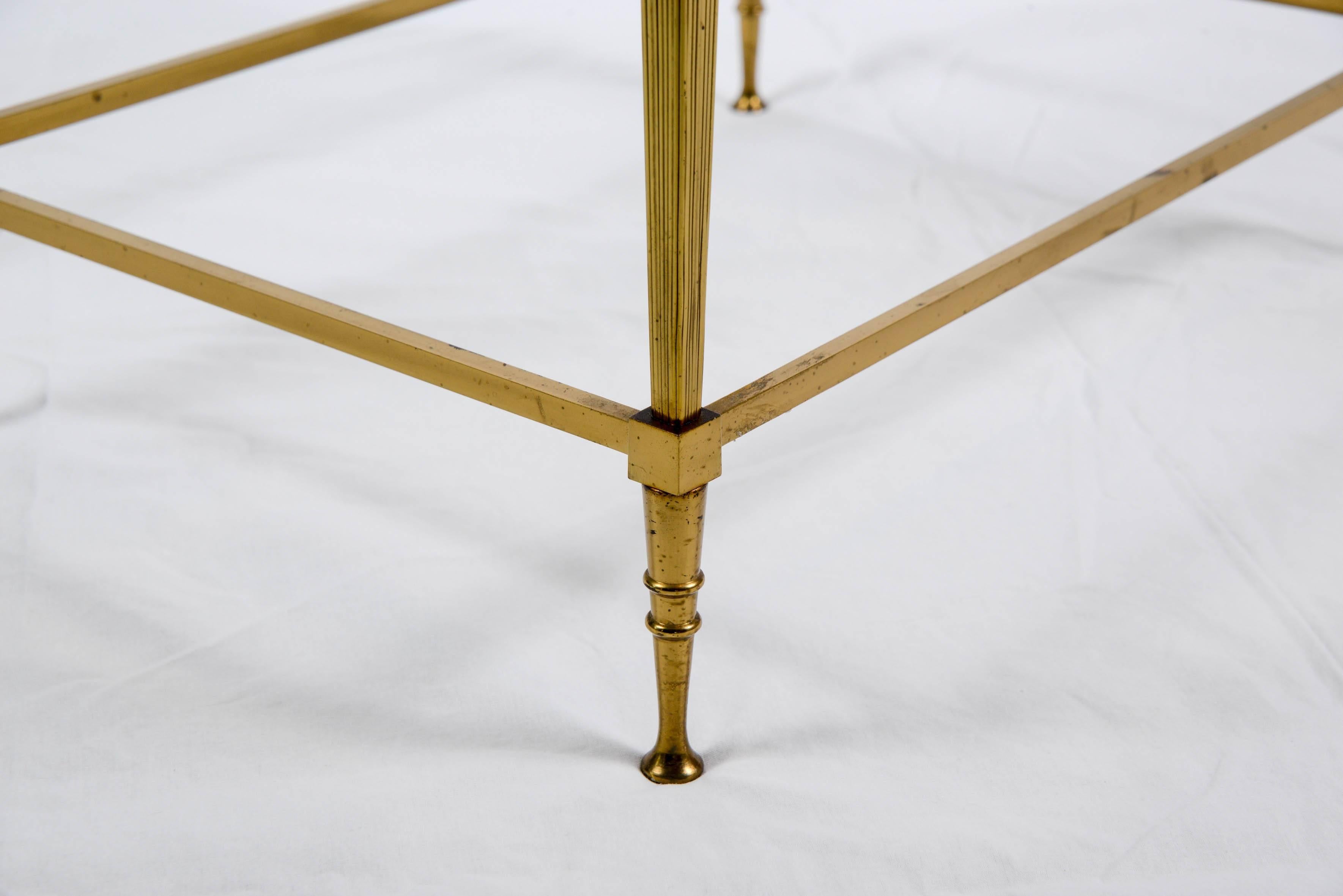 Pair of End Table in Brass and Original Top Mirrors, France, 1960 For Sale 1