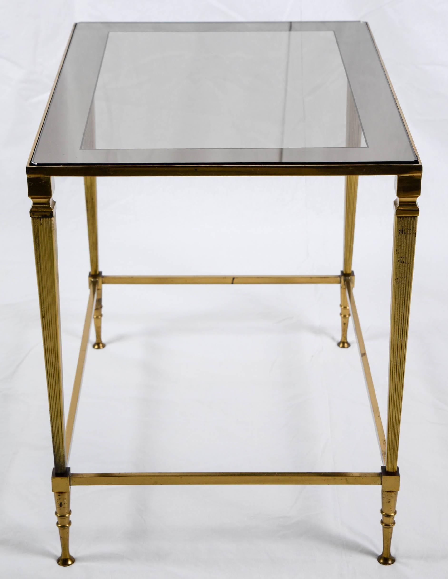 Pair of End Table in Brass and Original Top Mirrors, France, 1960 For Sale 2