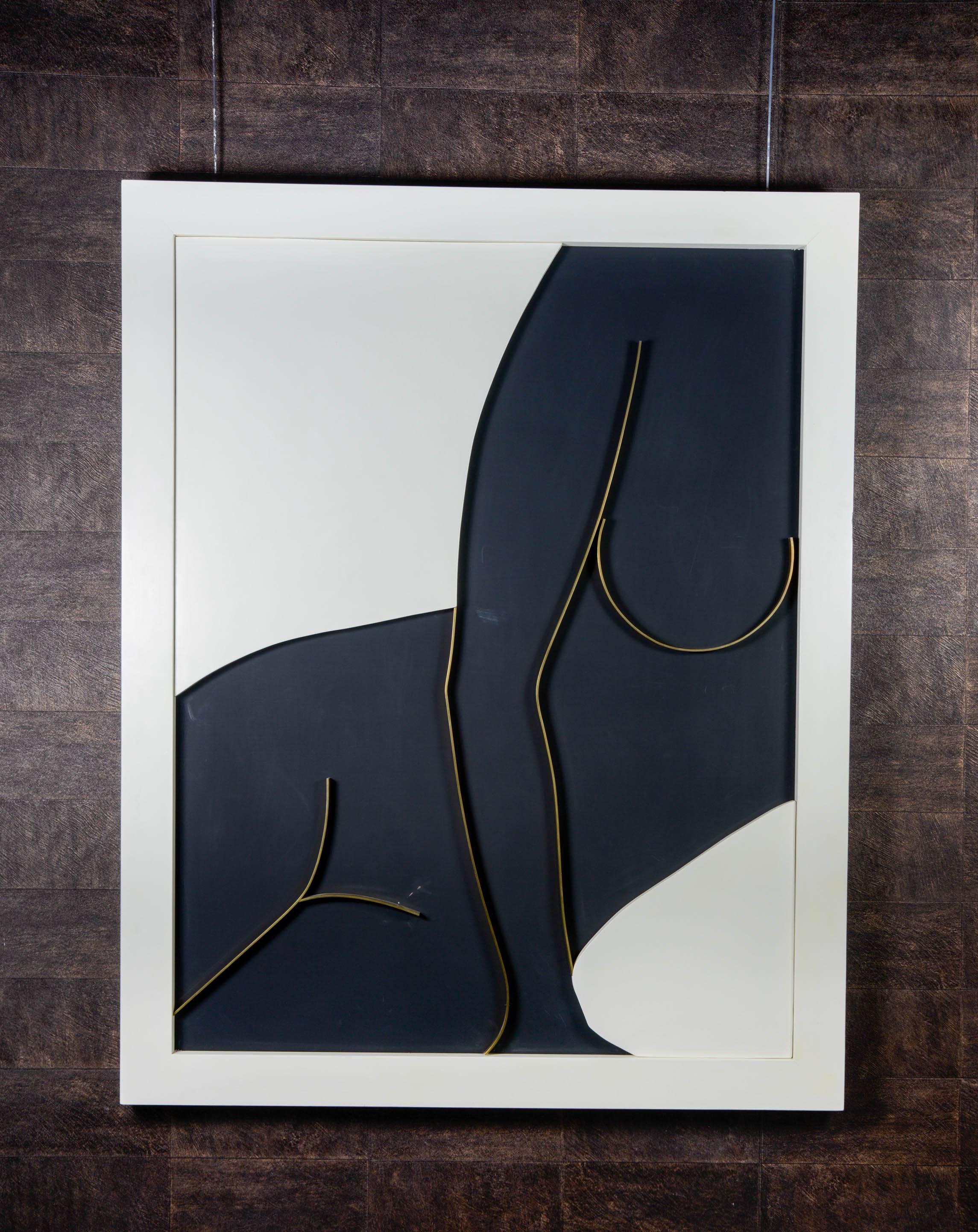 Oil painting on canvas with brass profiles and frame lacquered in white.

This painting is part of the famous 