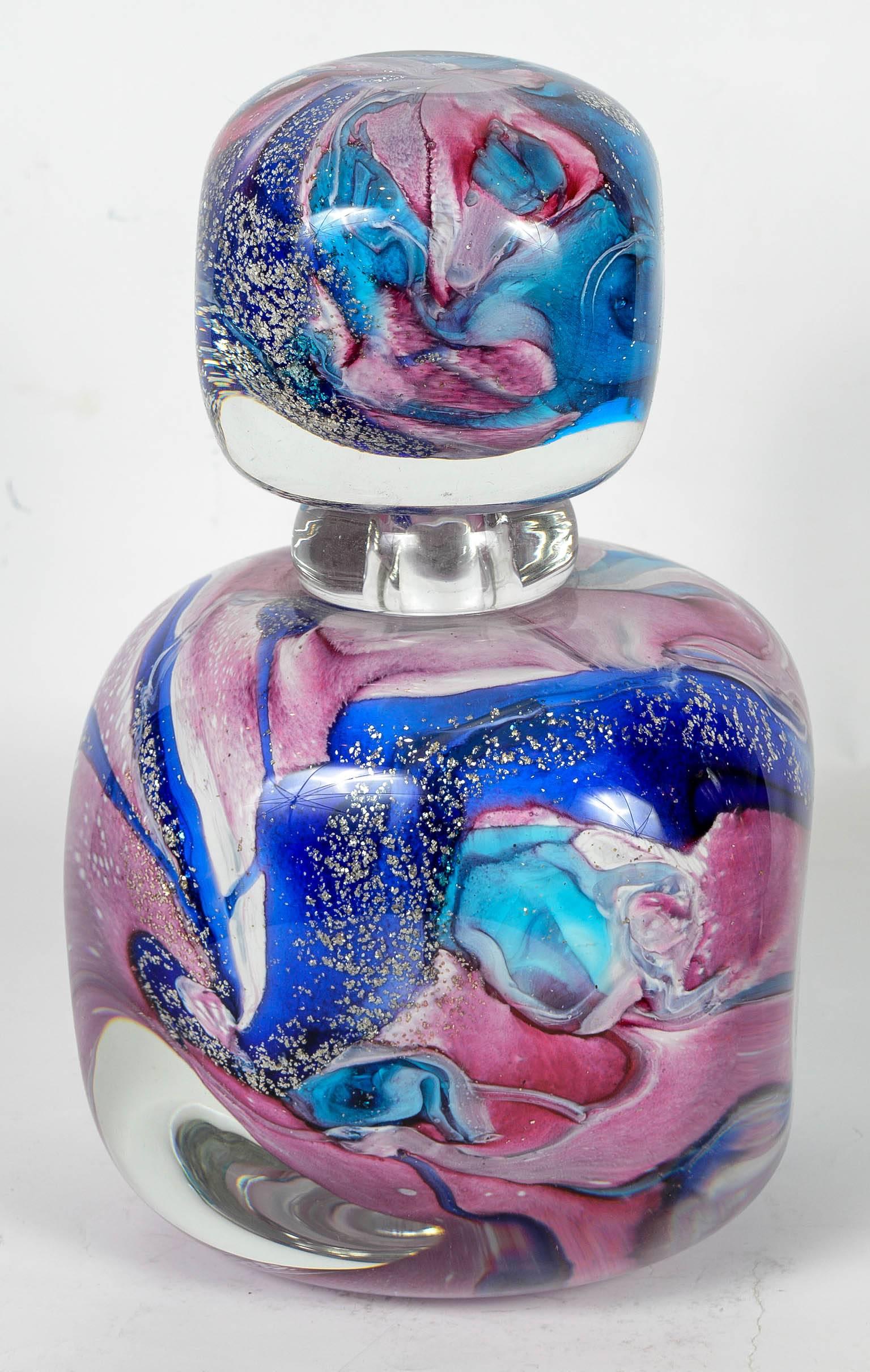 Pair of Perfume Bottles in Murano Glass, Signed by Michele Onesto 1