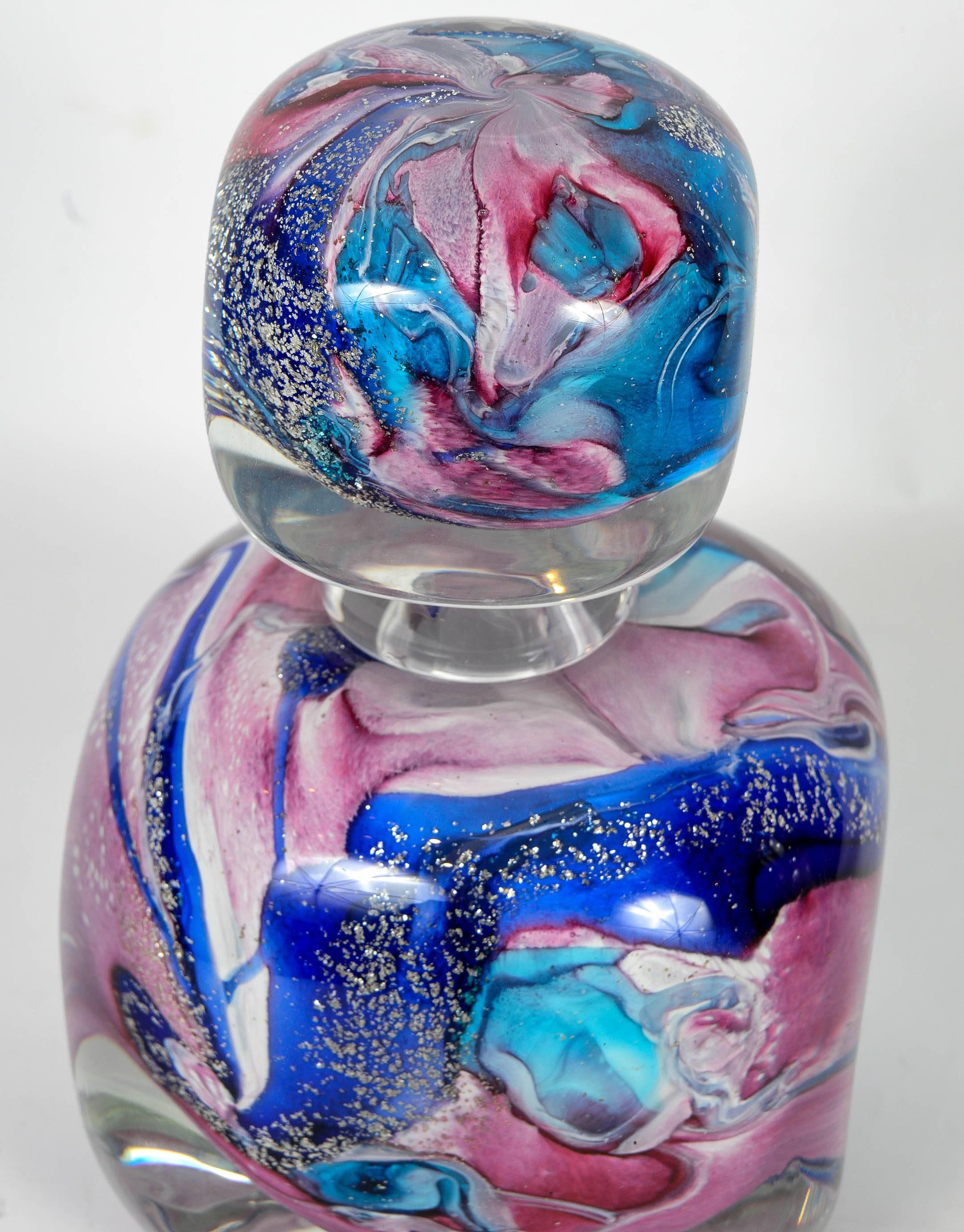Pair of Perfume Bottles in Murano Glass, Signed by Michele Onesto 2