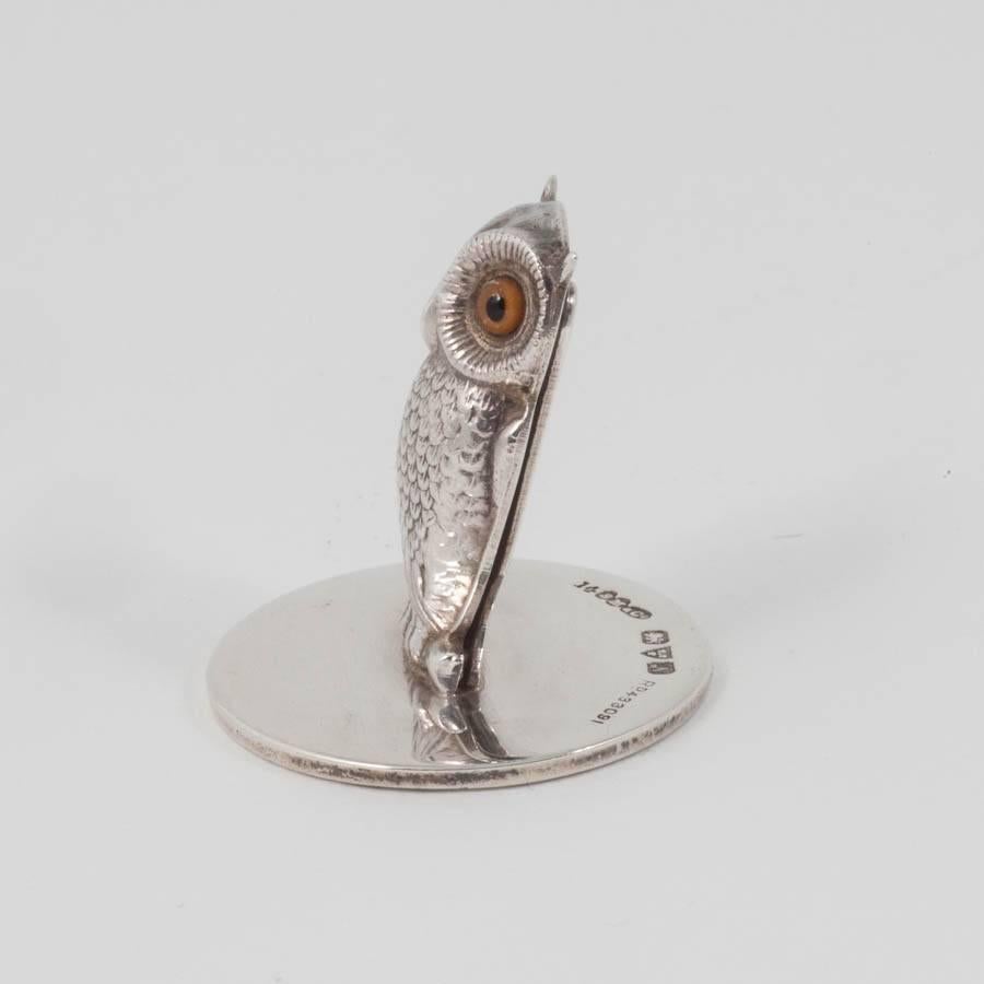 Set of Six Silver Owl Menu Holders For Sale 1