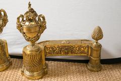 Pair of 19th Century Louis XVI Style Polished Brass Chenets
