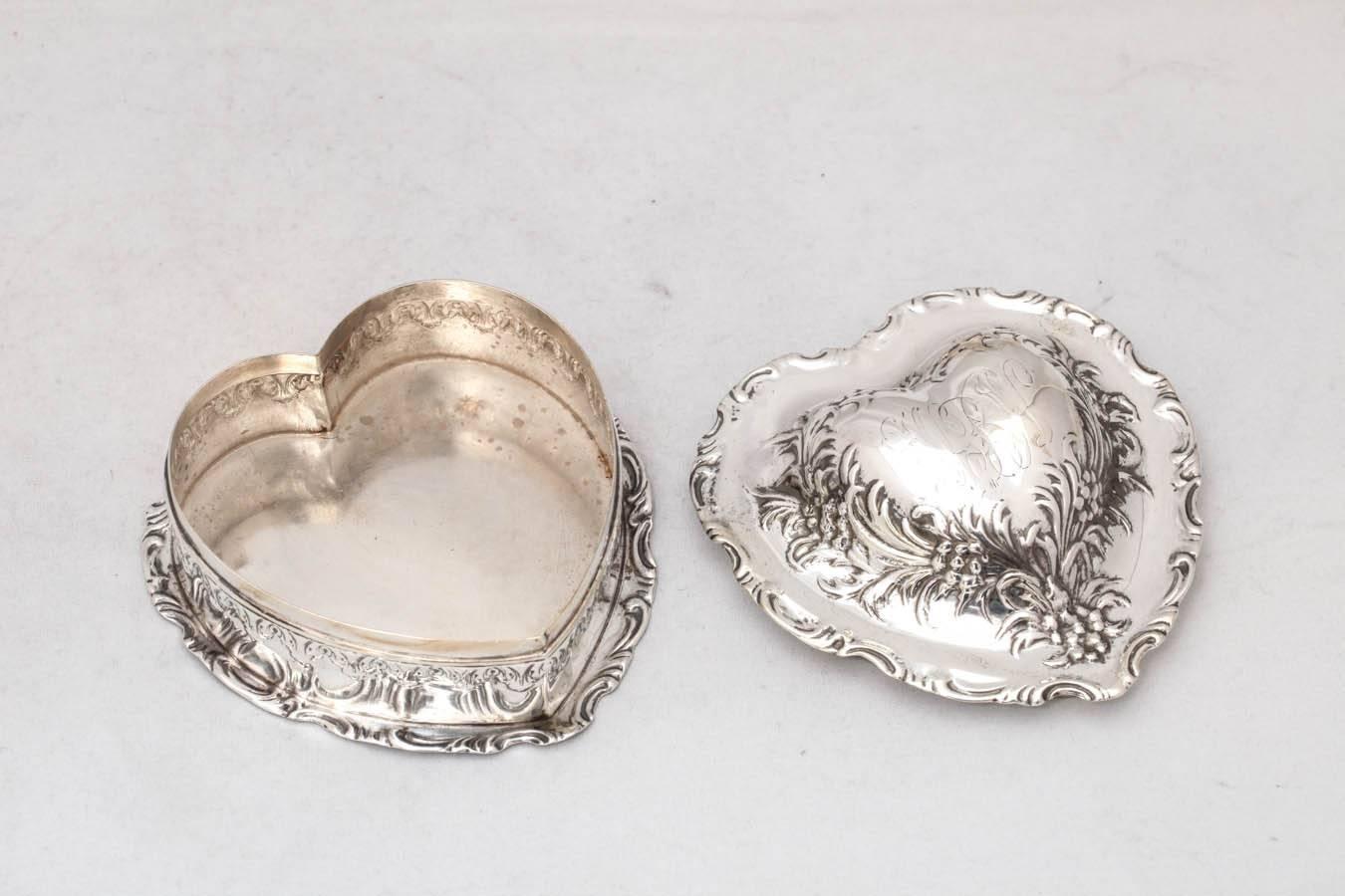 Lovely Victorian Sterling Silver Heart-Form Trinkets Box 1