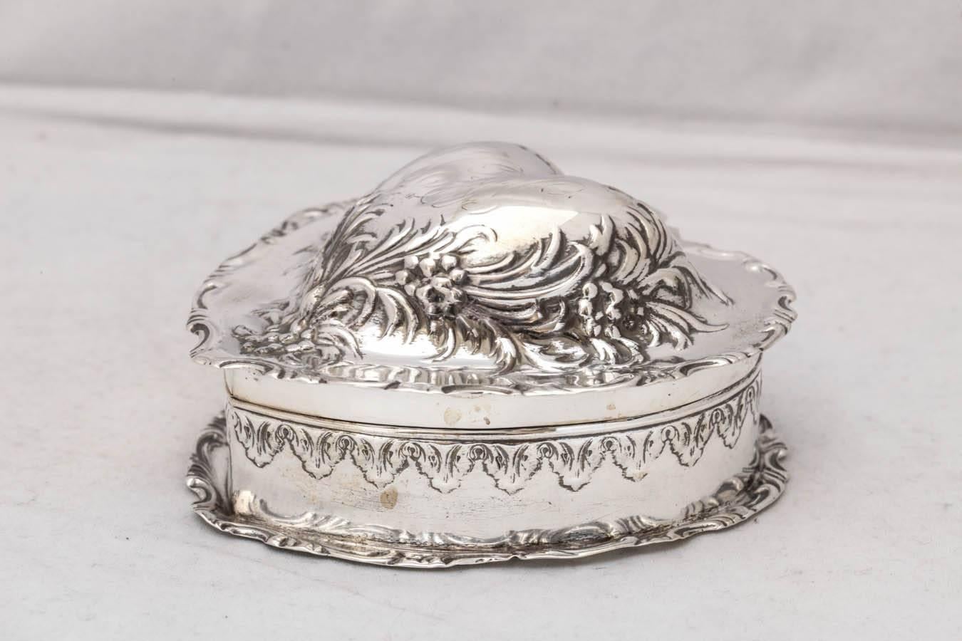 Lovely Victorian Sterling Silver Heart-Form Trinkets Box 3