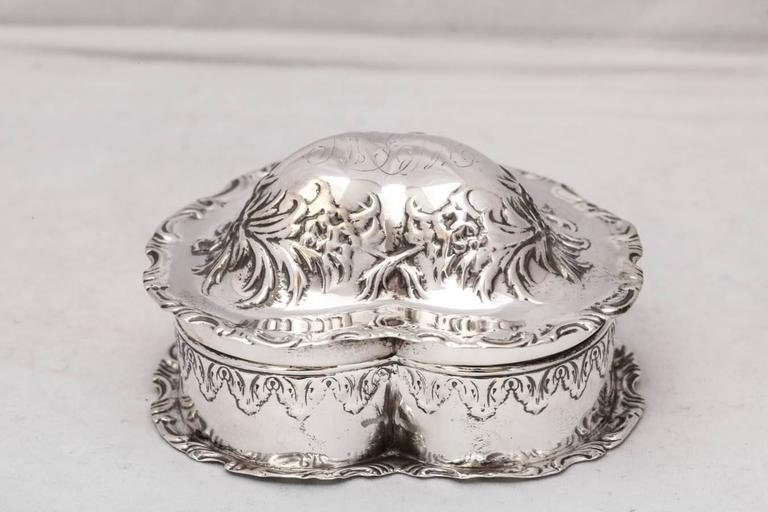 Lovely Victorian Sterling Silver Heart-Form Trinkets Box 4