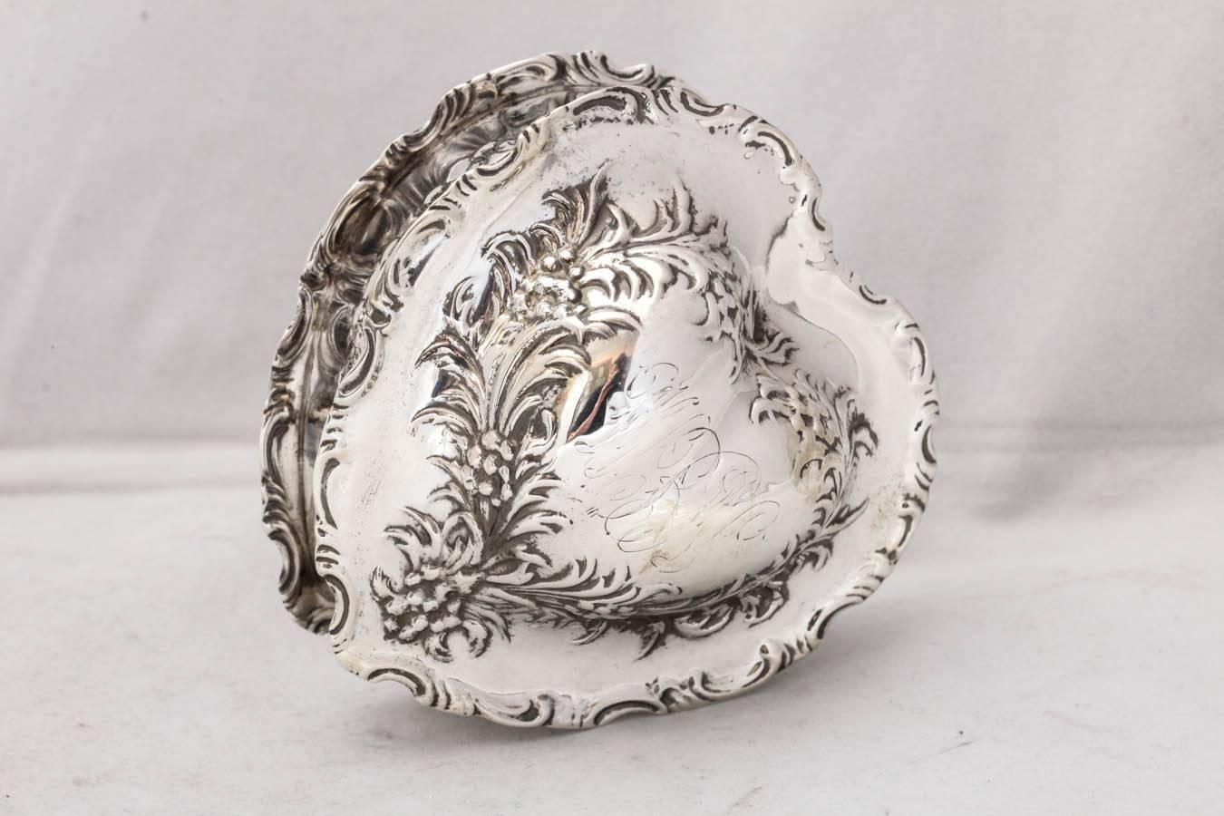 Lovely Victorian Sterling Silver Heart-Form Trinkets Box 5