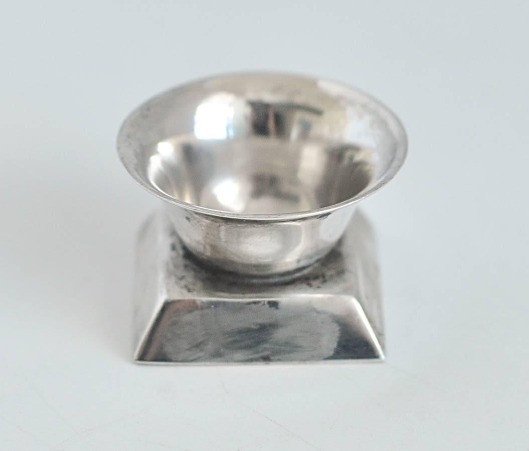 Vintage Sterling Silver Open Salt Cellar by William Spratling, Art Deco In Good Condition In Winnetka, IL
