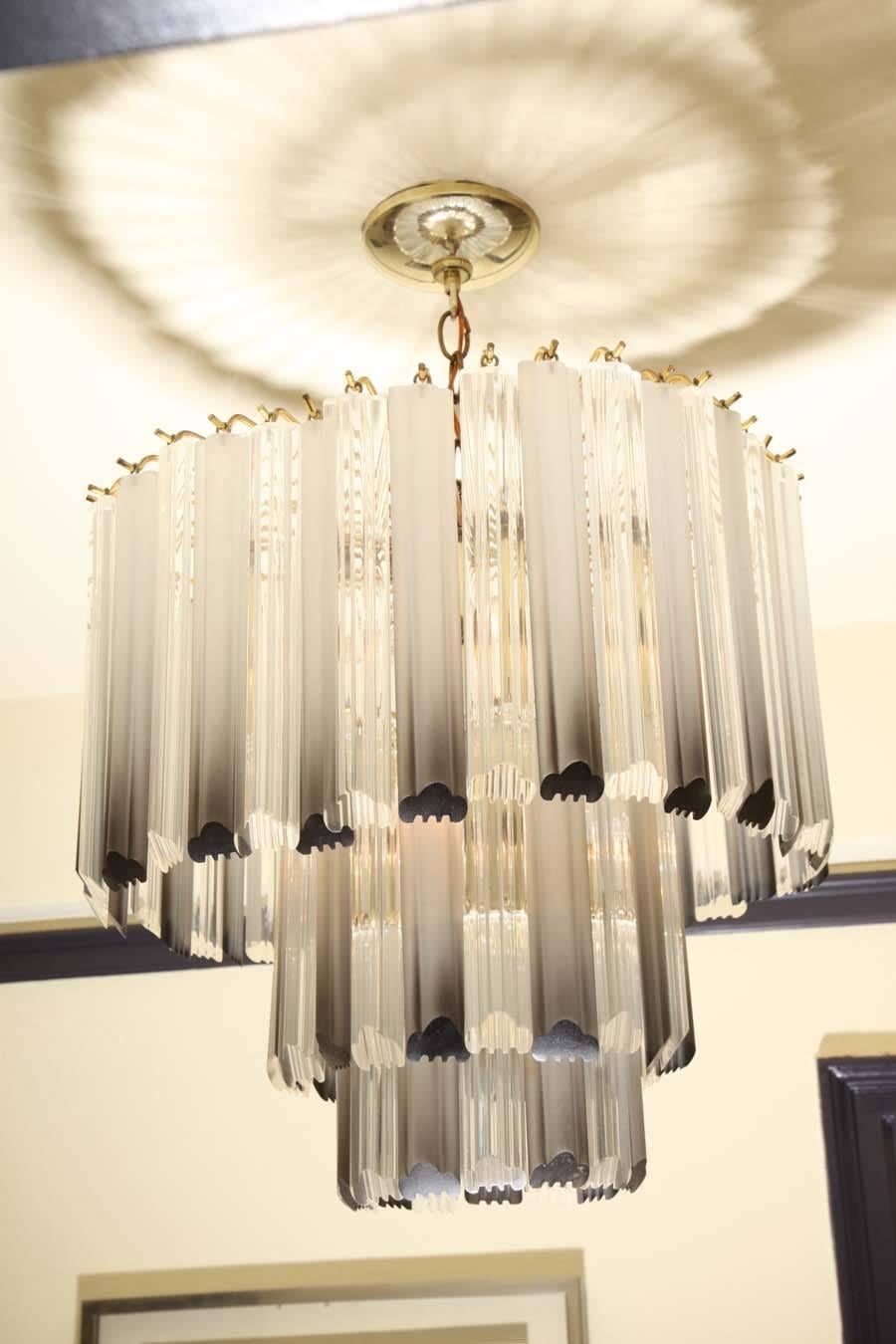 Mid-Century Camer Style Prism Chandelier In Excellent Condition In New York, NY