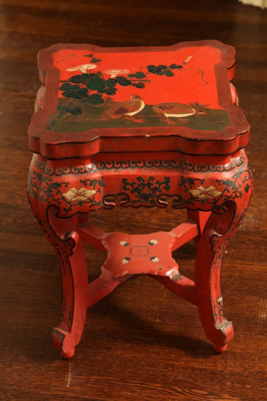 Chinese Export Chinese Red Lacquer Stand