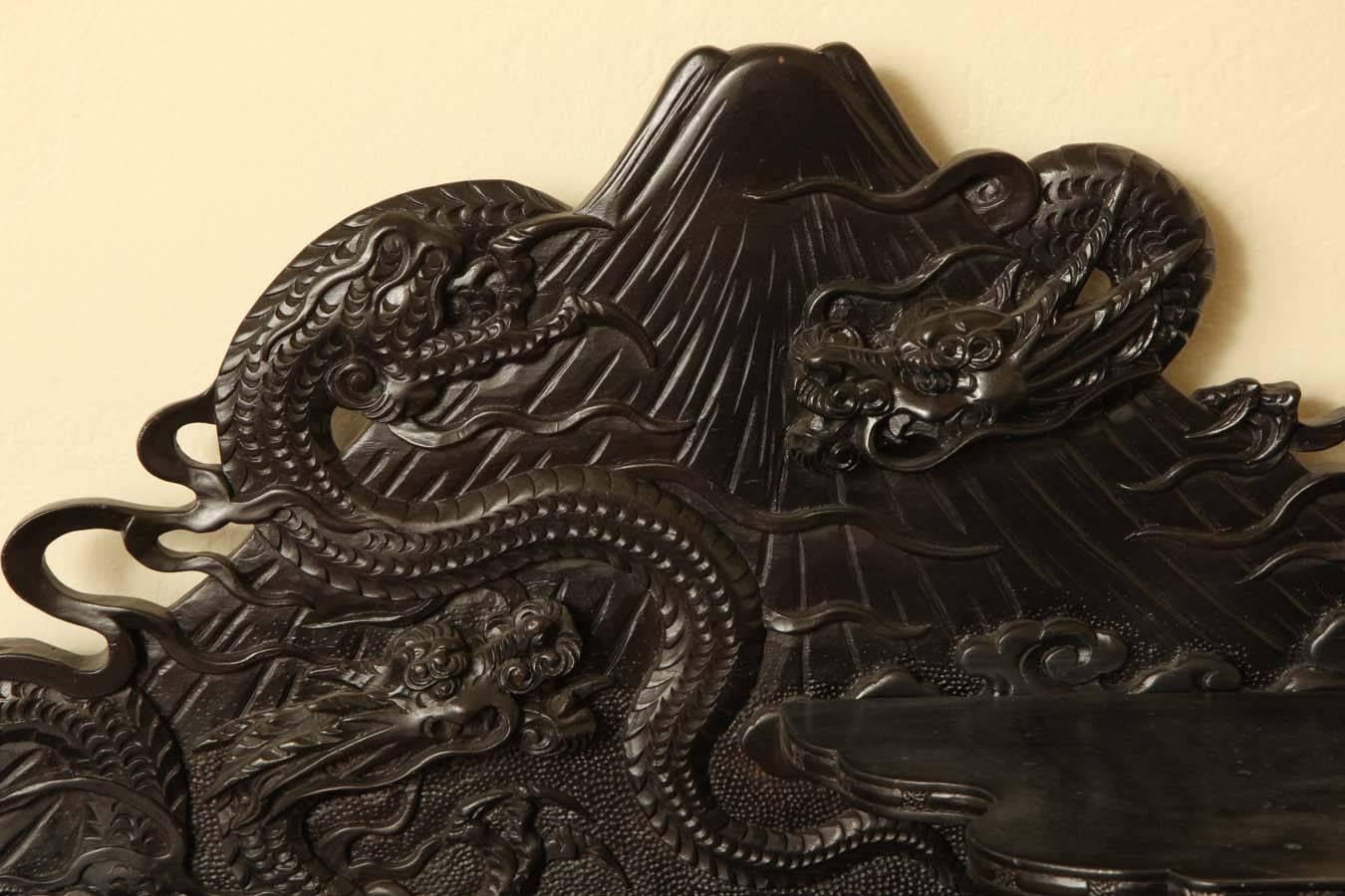 19th Century Japanese Export Hardwood Dragon Desk 3