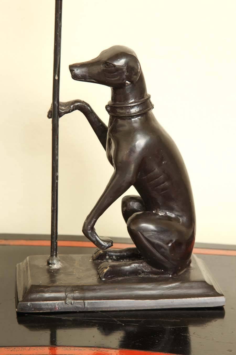 Vintage Pair of Bronze Greyhound Candleholder cum Bookends In Good Condition In New York, NY