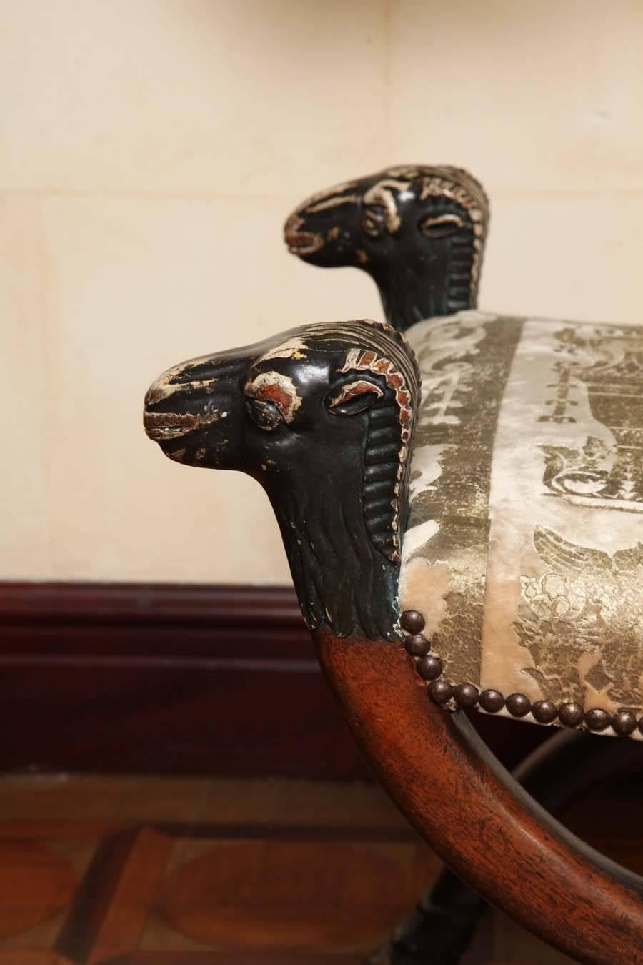 English Fine Regency Mahogany and Part Bronzed Stool