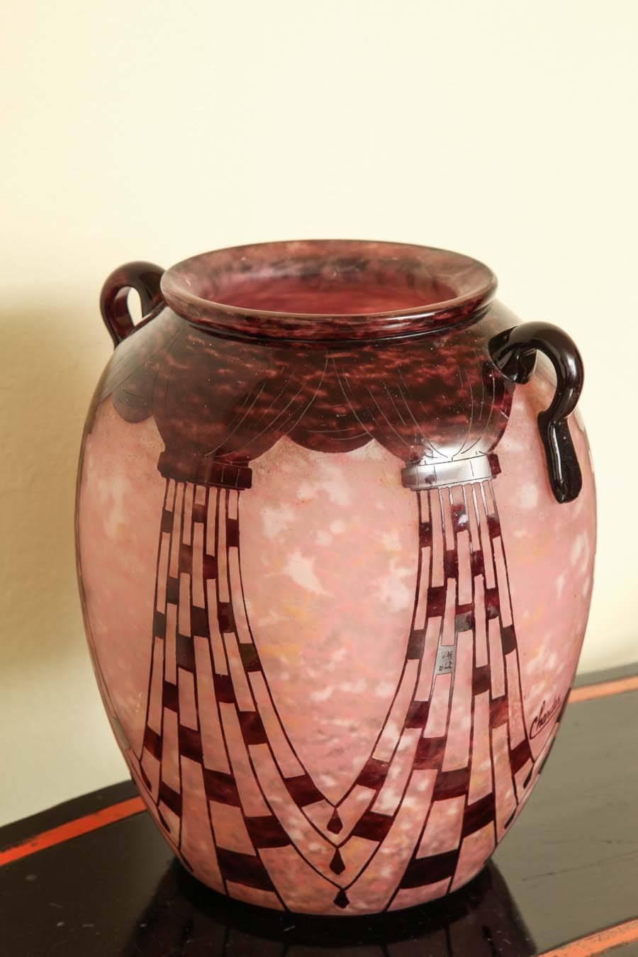 Art Glass Art Deco Charder Le Verre Francais Cameo Glass Vase