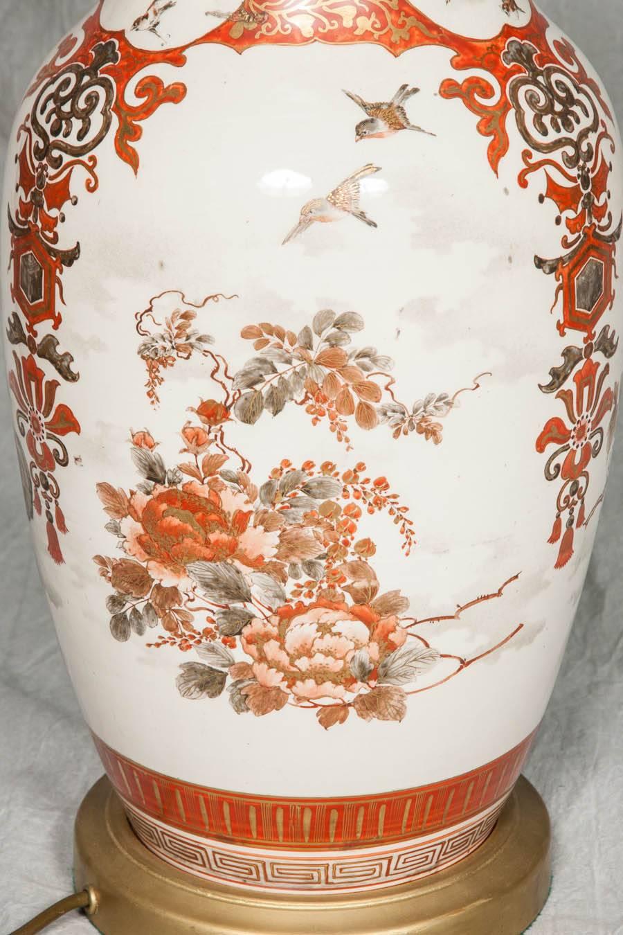 Porcelain Pair of 19th Century Kutani Vases or Lamps