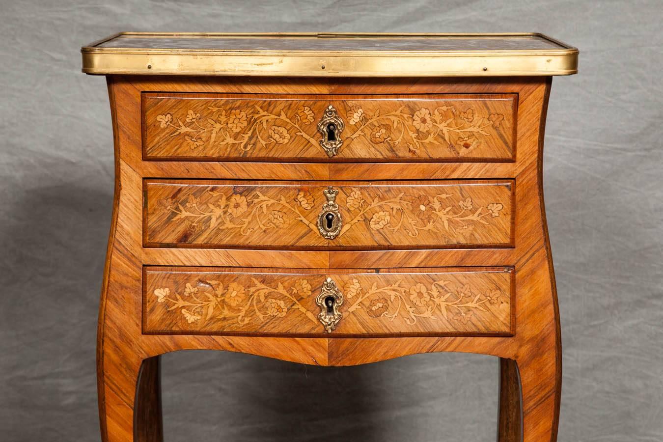 Marquetry Pair of Louis XIV Style Side Tables For Sale