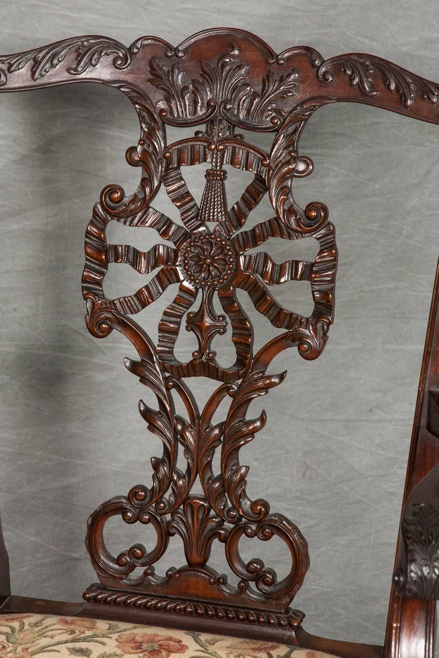 English 12 Chippendale Style Dining Chairs