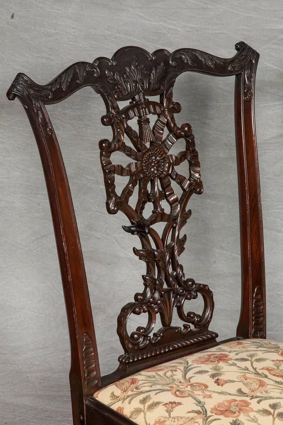 Mahogany 12 Chippendale Style Dining Chairs