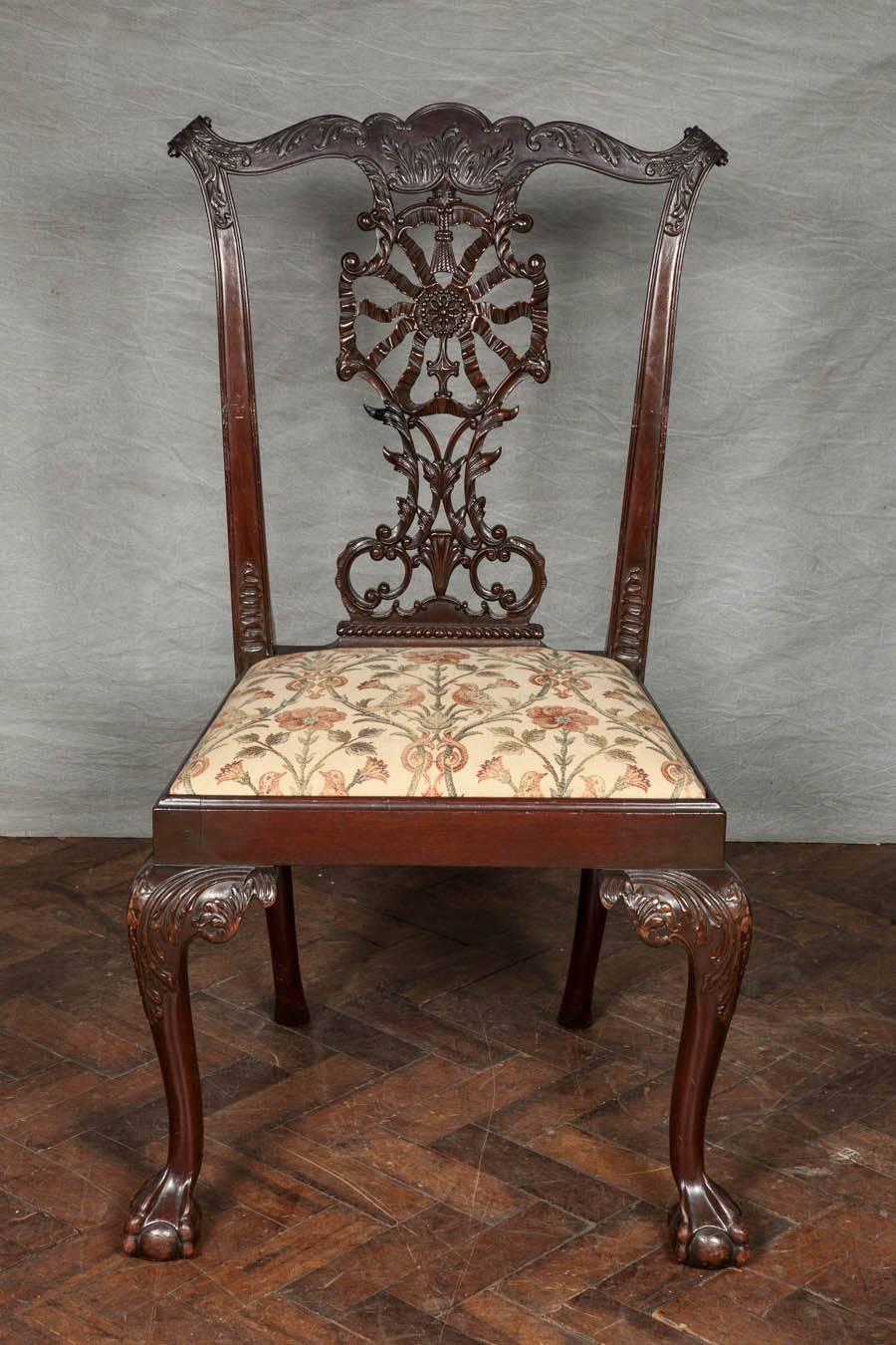 12 Chippendale Style Dining Chairs 1