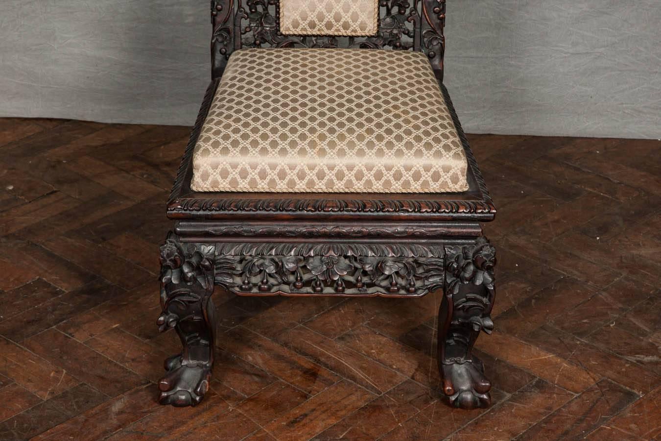 Pair 19th Century Chinese Hardwood Side Chairs 2