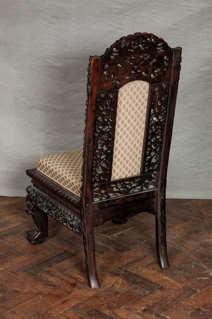 Pair 19th Century Chinese Hardwood Side Chairs 4