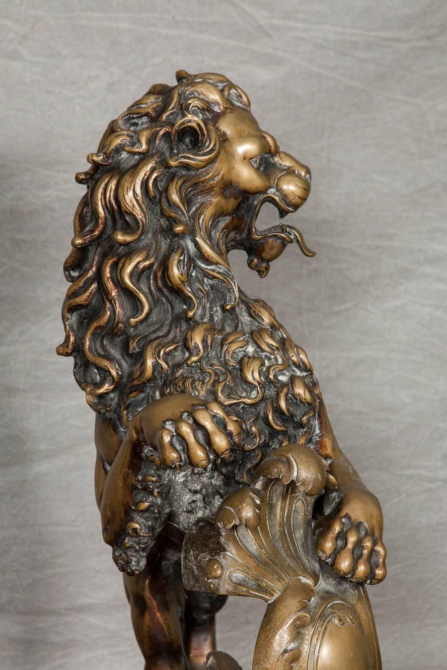 Pair of 19th Century Lion Fire Dogs/ Chenets 4