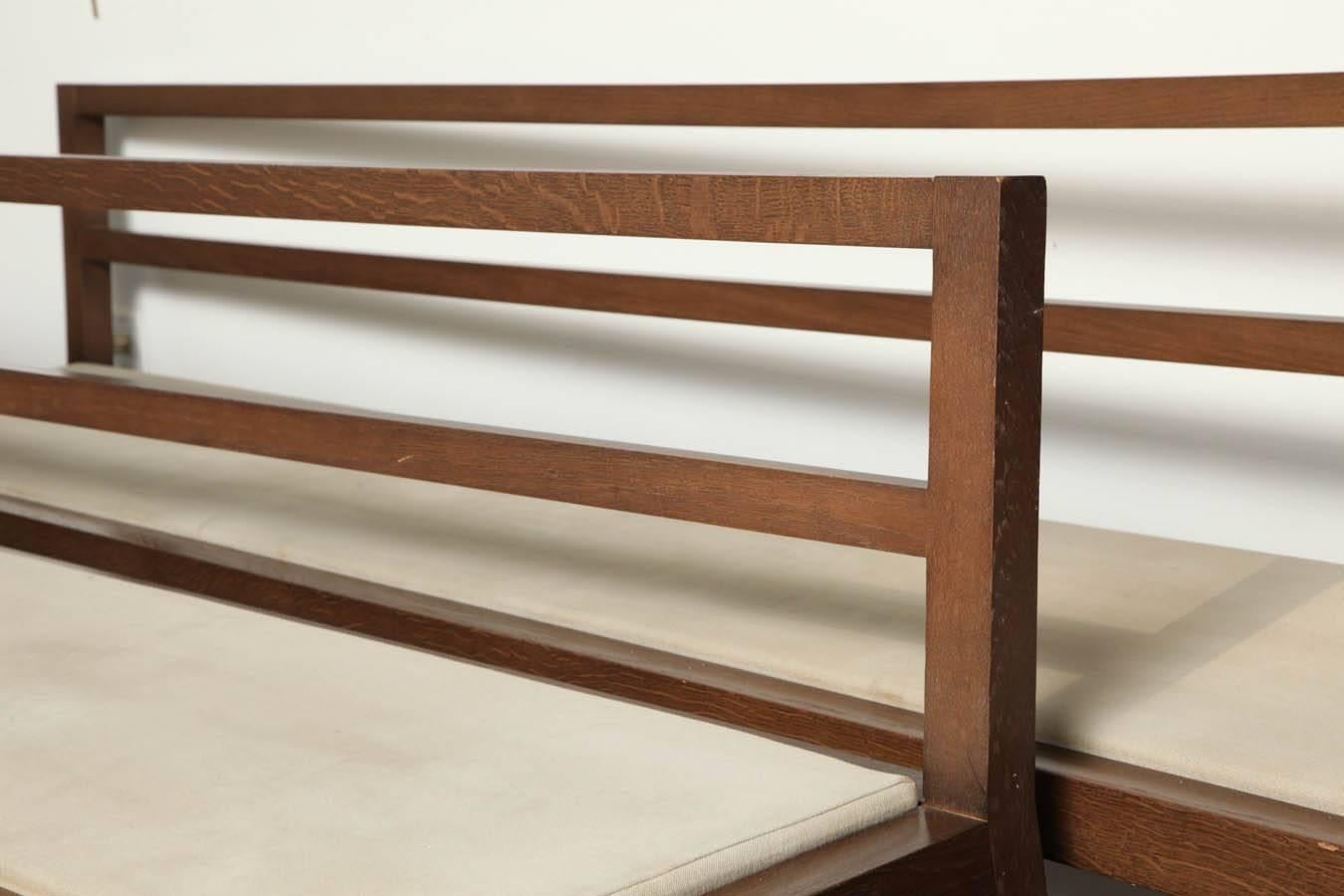 Pair of 20th Century Stained Oak Long Benches In Good Condition For Sale In New York, NY