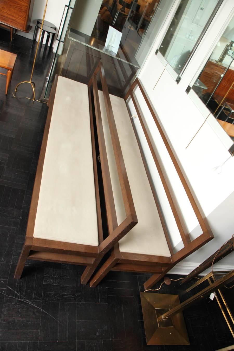 Pair of 20th Century Stained Oak Long Benches For Sale 3