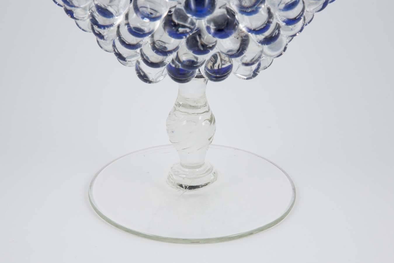 Organic Modern Empoli Jar with Spike, a unique clear & blue glass vessel by James Lethbridge For Sale