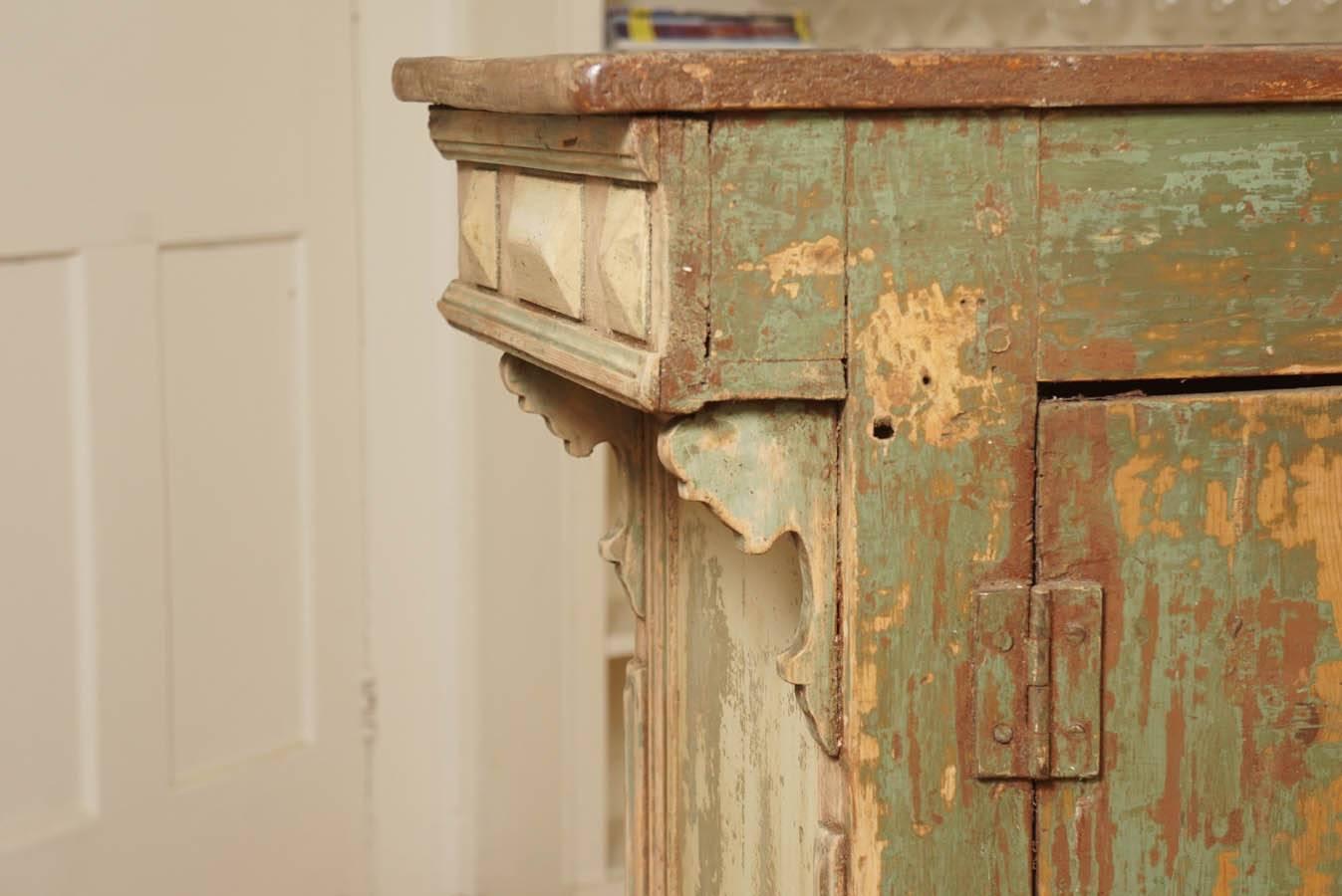 Late 19th Century Original Green Painted Store Counter