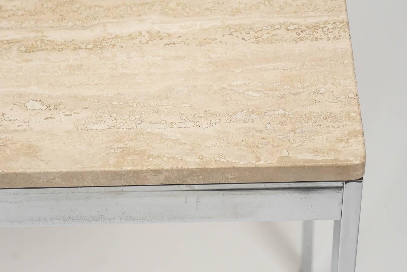 20th Century Travertine and Chrome Mid-Century Console Table
