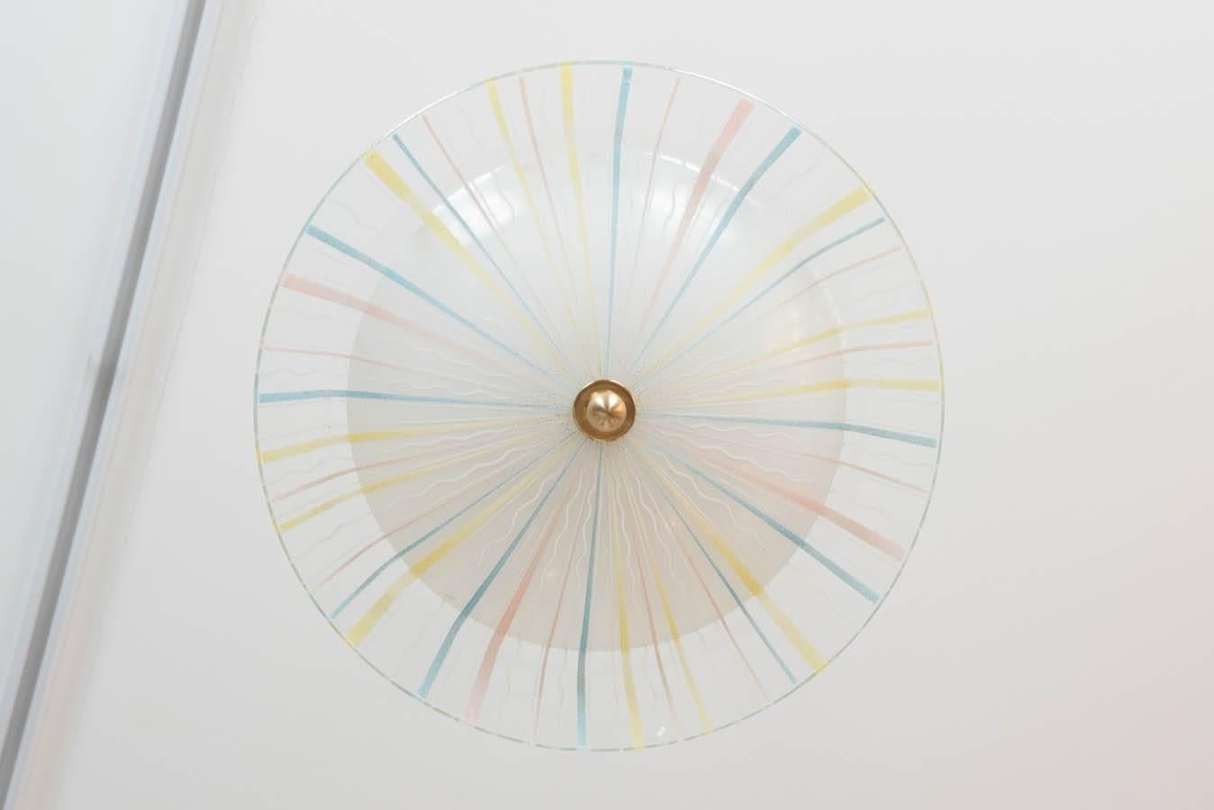 Modernist Italian Glass Flush Mount, circa 1958 In Excellent Condition In Toronto, ON