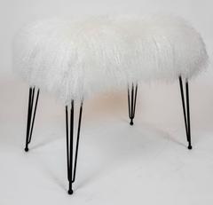 Atomic "Hairpin" Metal Bench with Tibetan Lambs Wool