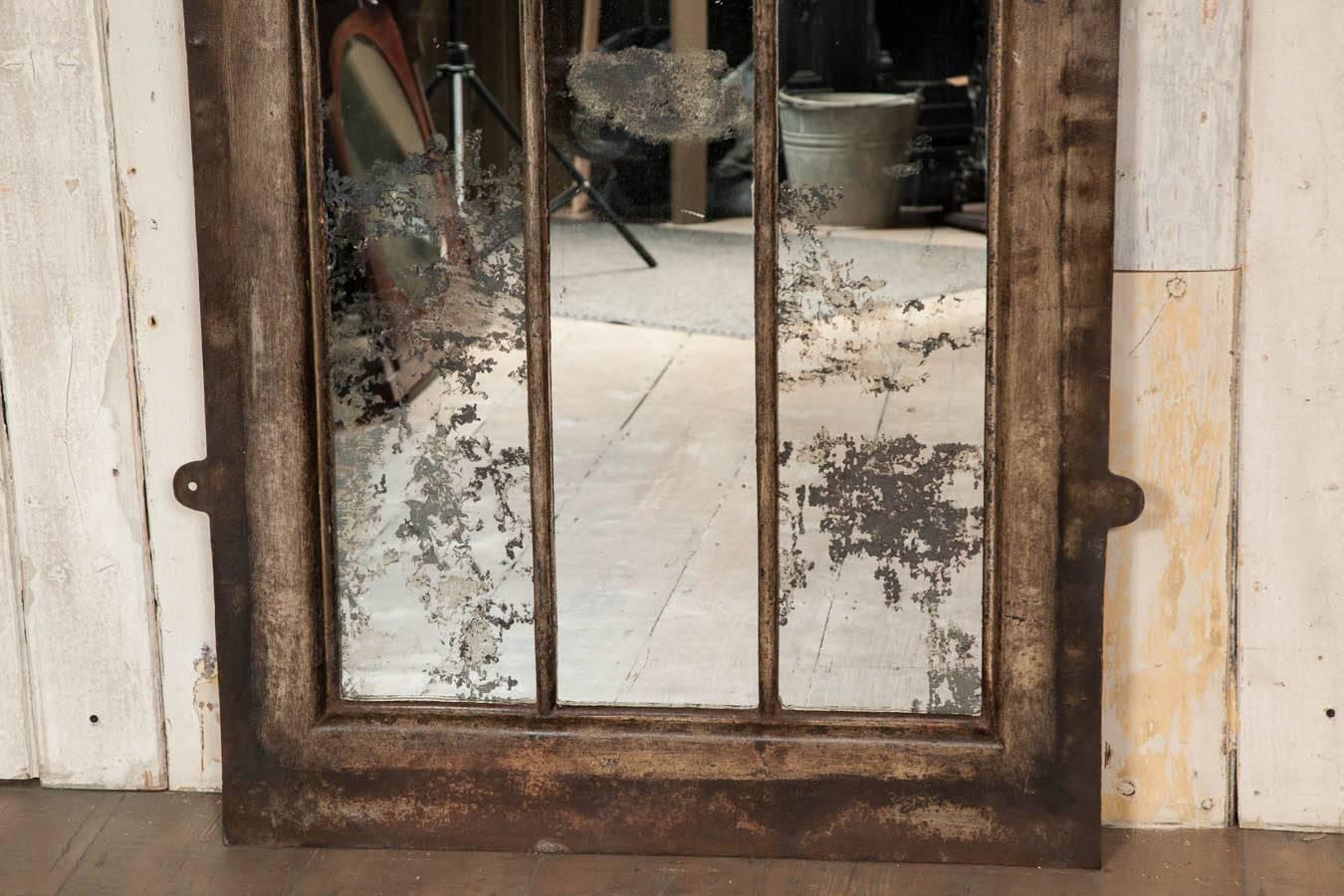 British Antique Cast Iron Wall Mirror