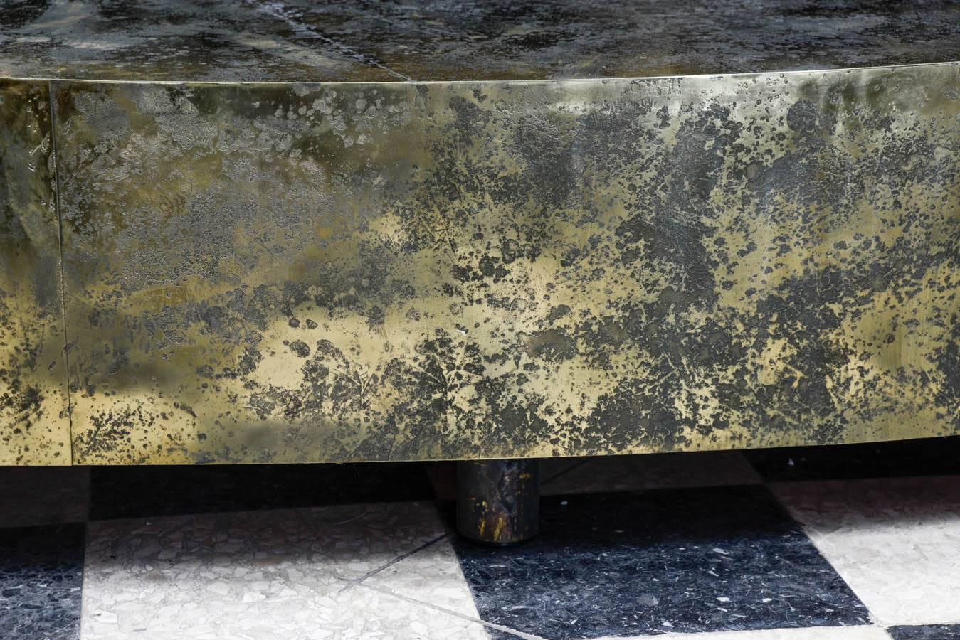 Contemporary Low Table Patinated with Acid