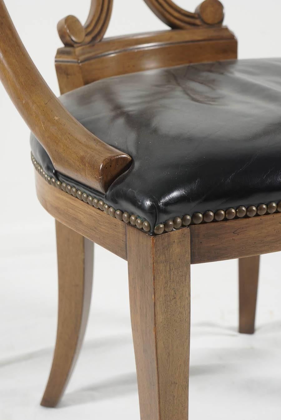 Six Mid-Century Modern Wood and Leather Chairs for John Stuart 1