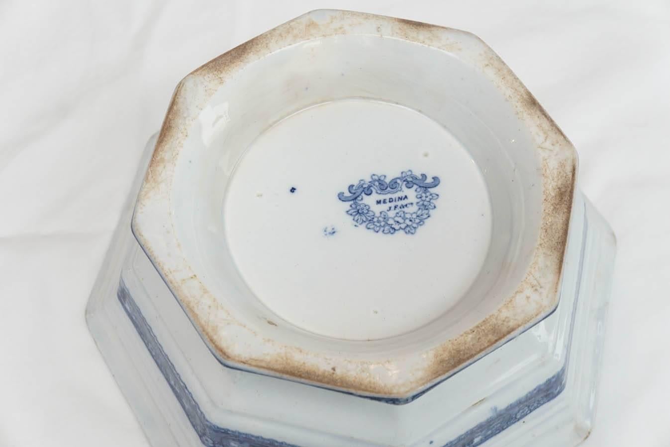 Staffordshire Blue & White Transfer Decorated Covered Bowl/Tureen, 19th Century 2