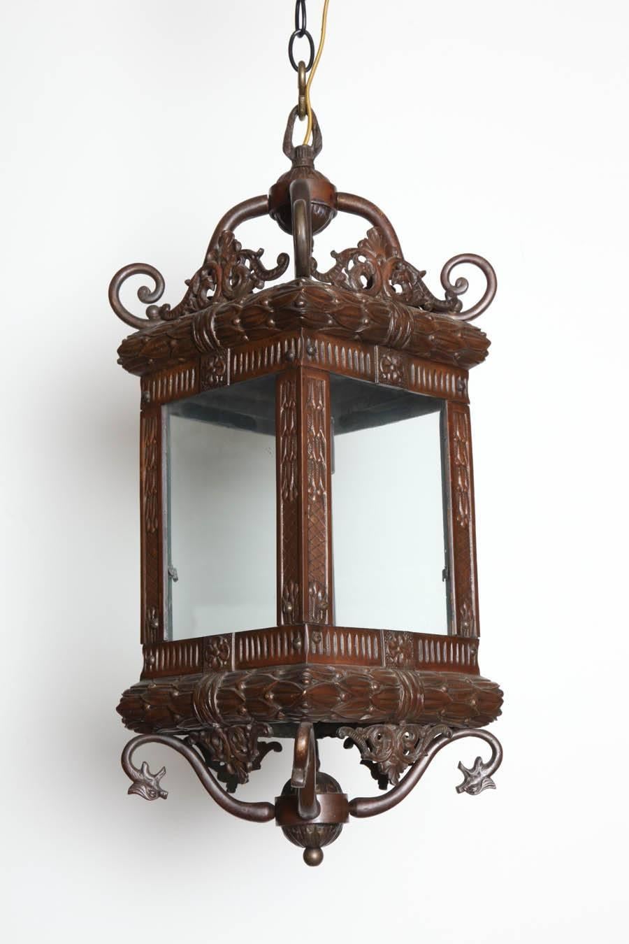 Late 19th century English bronze lantern.