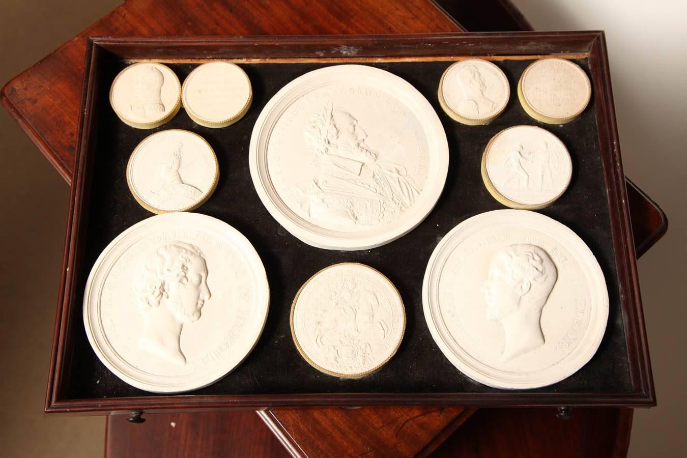French 19th Century Eight-Drawer Box of Plaster Seals For Sale