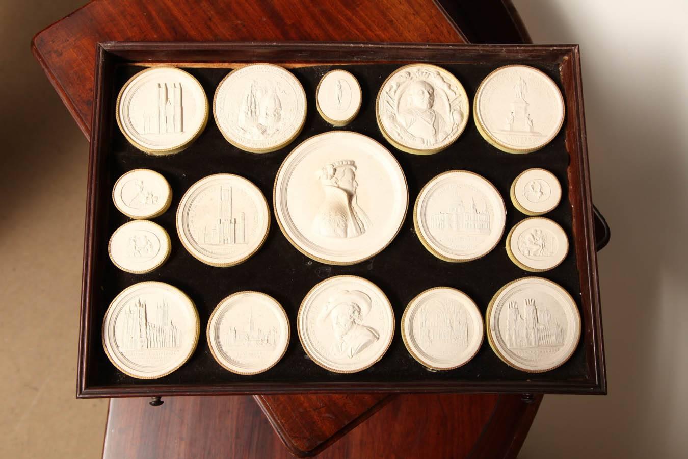 19th Century Eight-Drawer Box of Plaster Seals In Good Condition For Sale In New York, NY