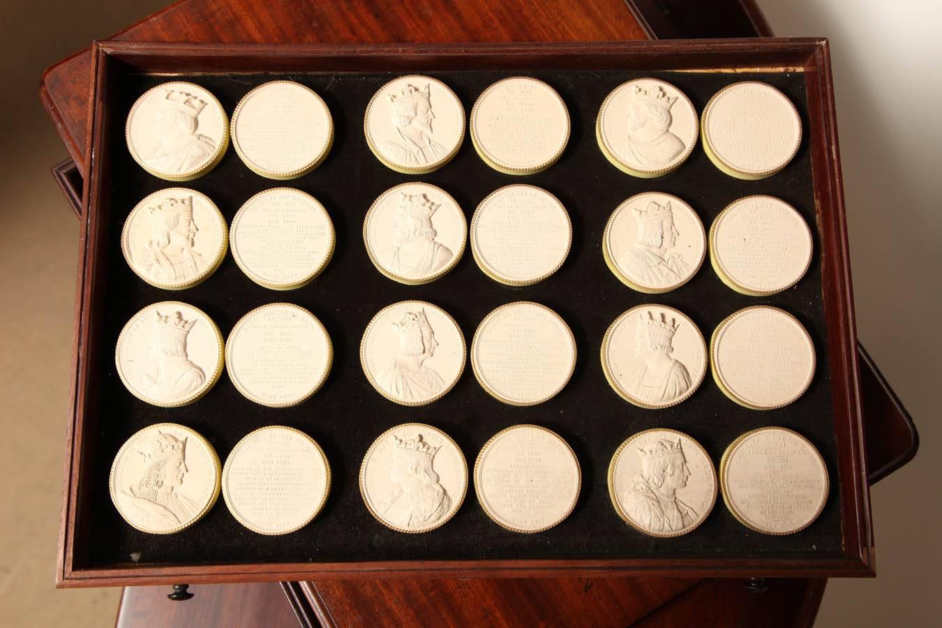 19th Century Eight-Drawer Box of Plaster Seals For Sale 1