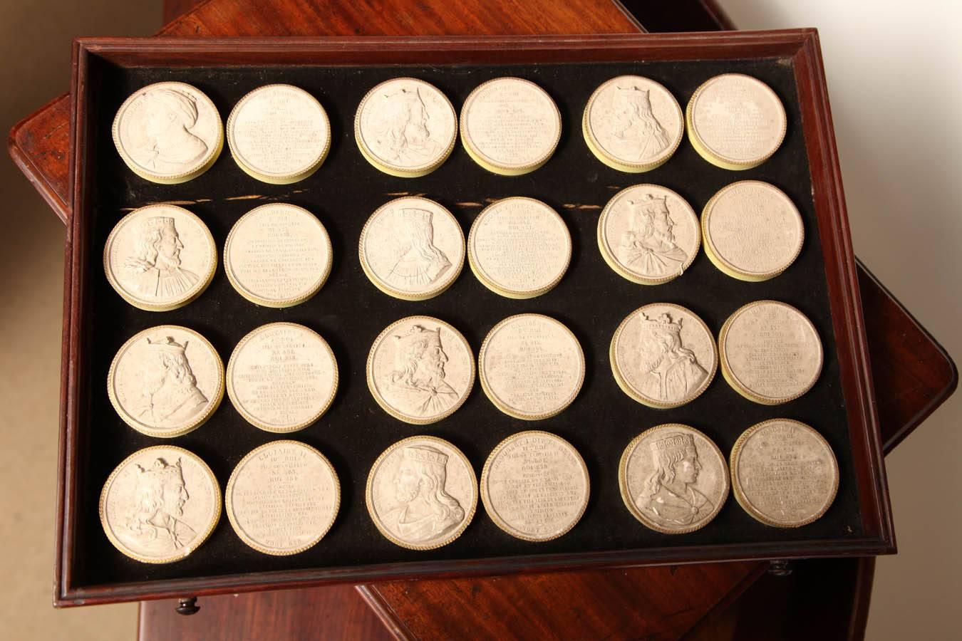 19th Century Eight-Drawer Box of Plaster Seals For Sale 4