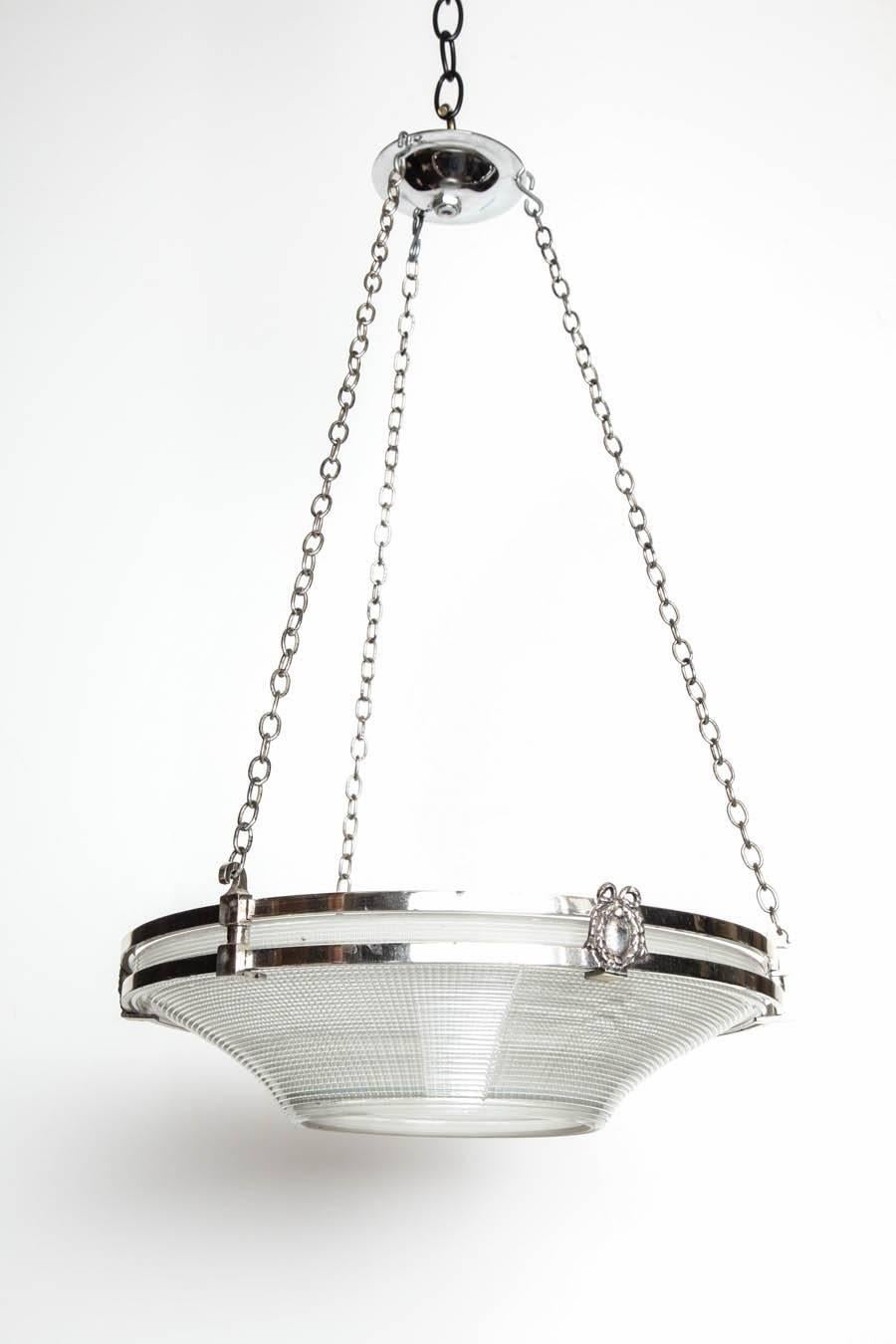 English 1920s Chrome Dish Light 4
