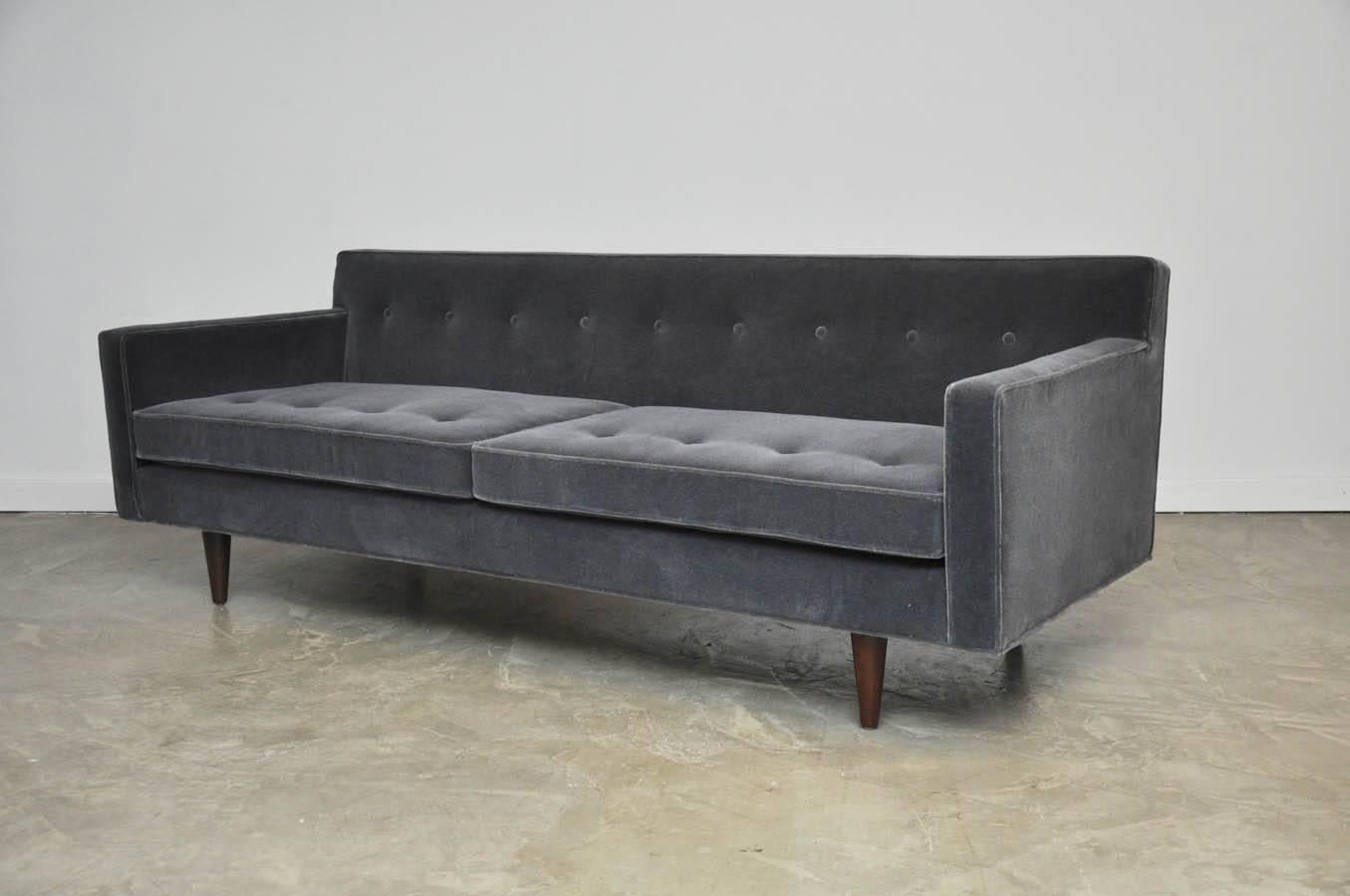 Edward Wormey for Dunbar Sofa in Grey Mohair In Excellent Condition In Chicago, IL