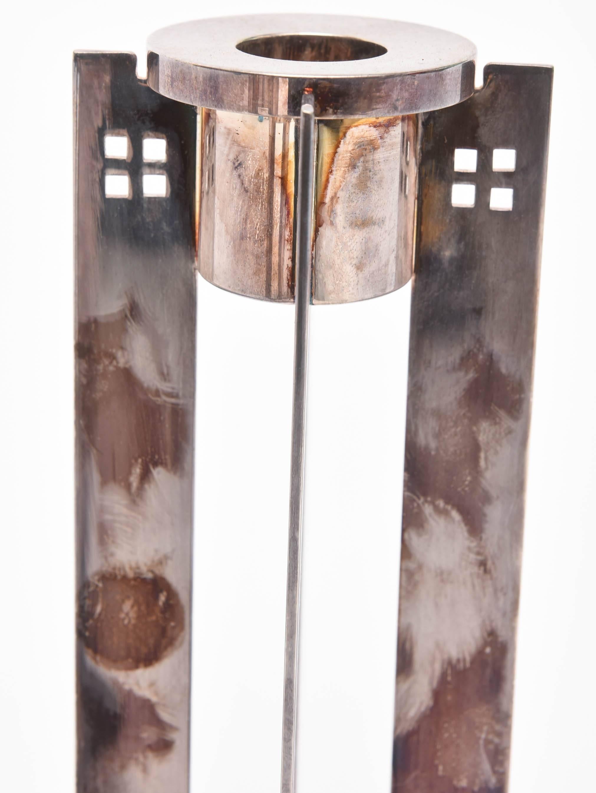 Silver Plate Richard Meier Candlesticks For Sale