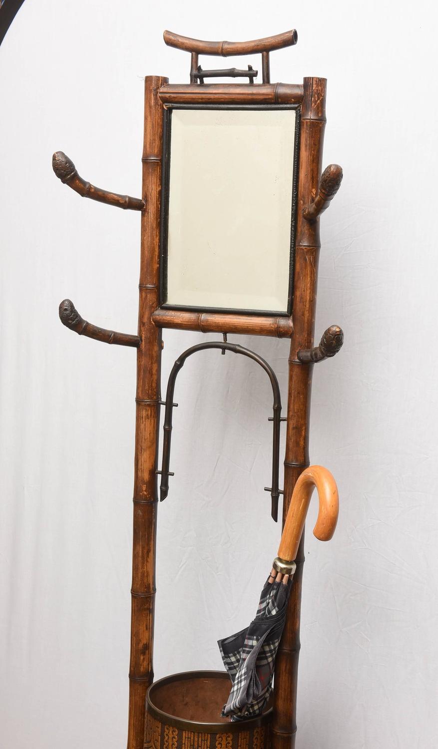 19th Century English Bamboo Hall Tree with Umbrella Stand at 1stdibs