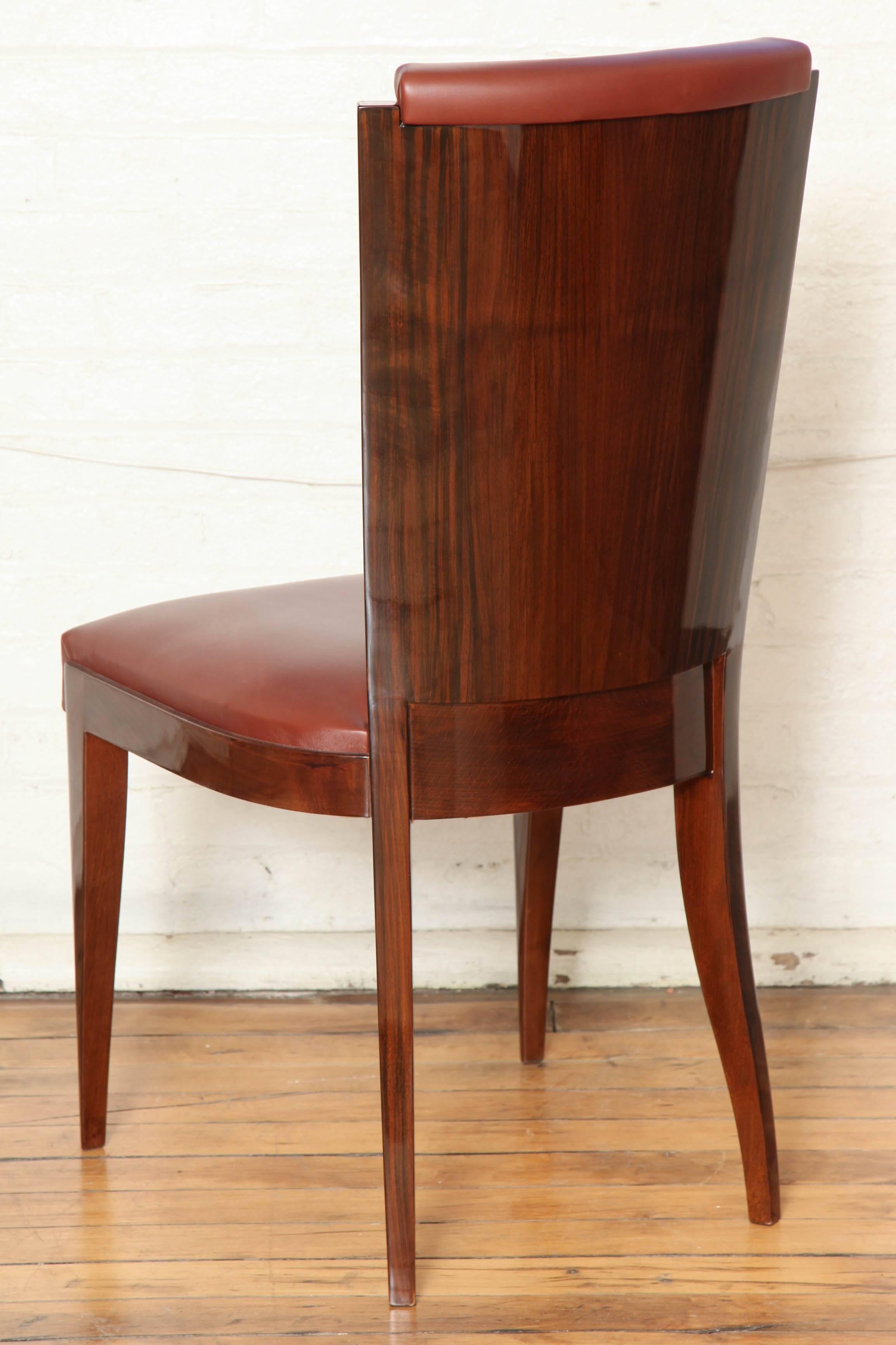Leather Suite of Eight Art Deco Dining Chairs