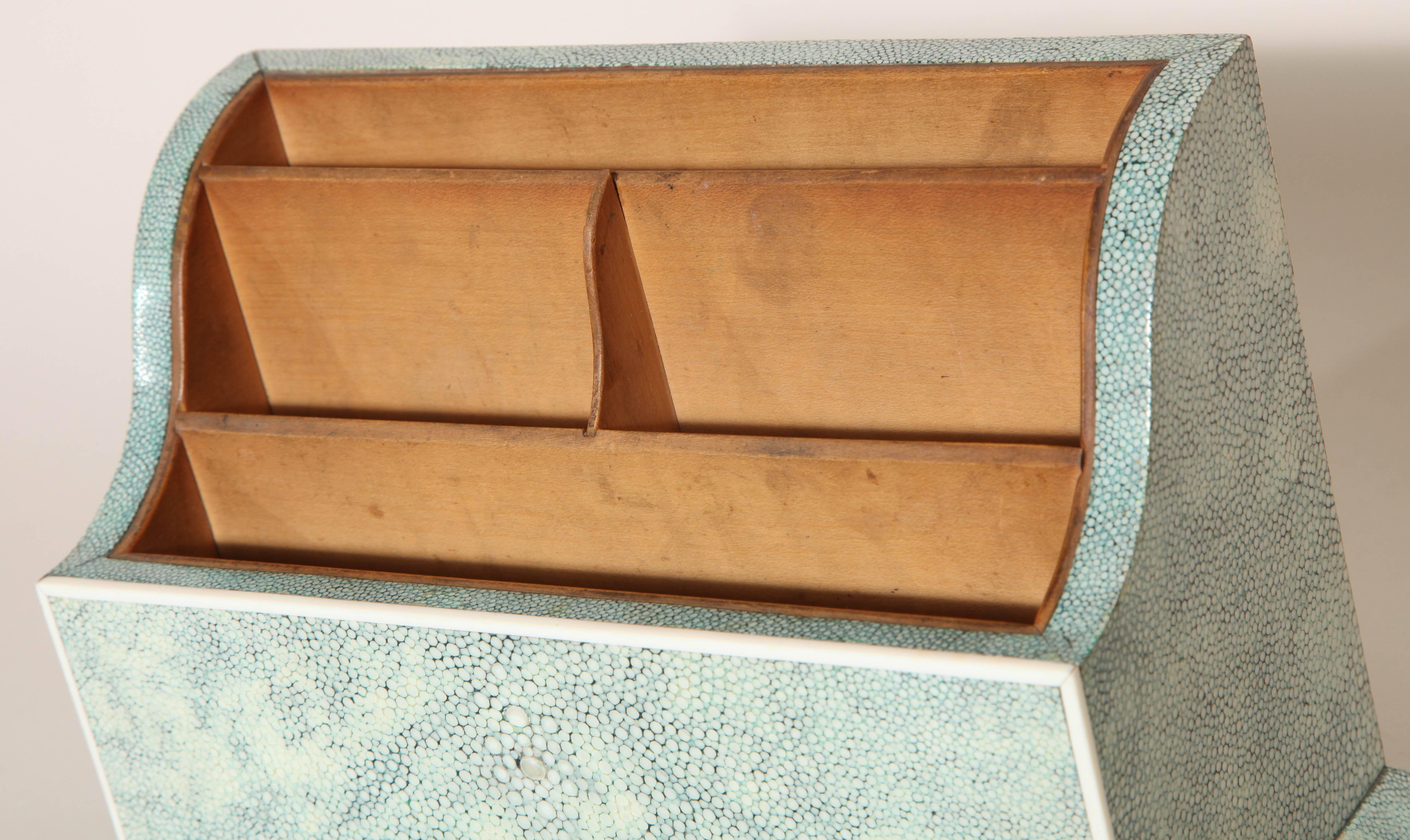 English Art Deco Green / Blue Shagreen Letter/Stationery Rack 4